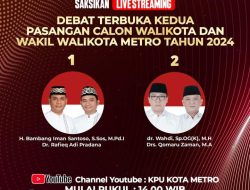 Siang Ini, Debat Terbuka Kedua Paslonkada Metro Berlangsung di Aidia Indonesia