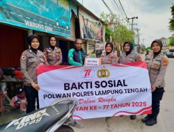 Sambut Hari Jadi Polwan Ke-77, Srikandi Polres Lampung Tengah Gelar Bakti Sosial